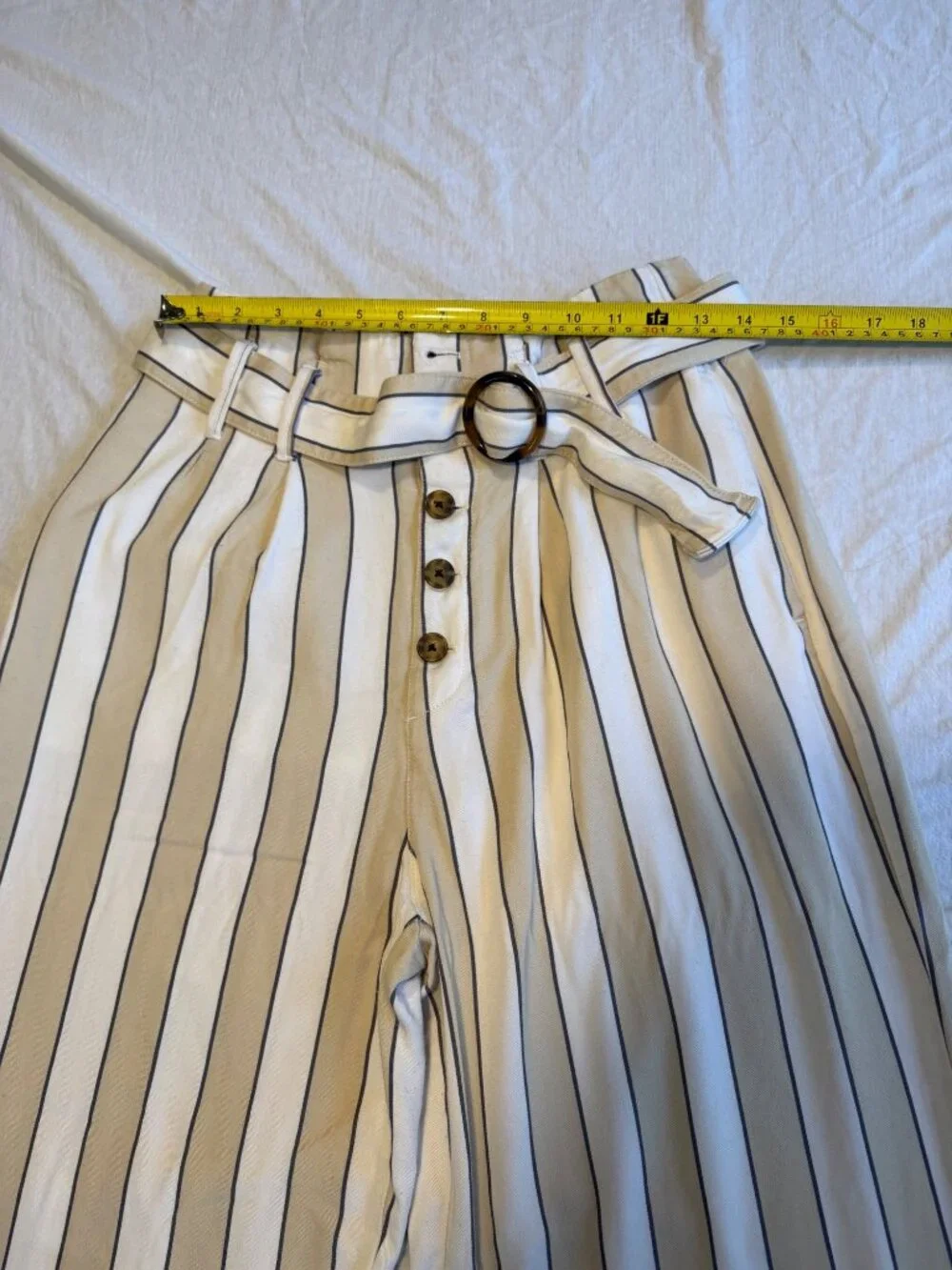 Abercrombie & Fitch Womens Small Paperbag Wide Leg Stripe Belted Pants